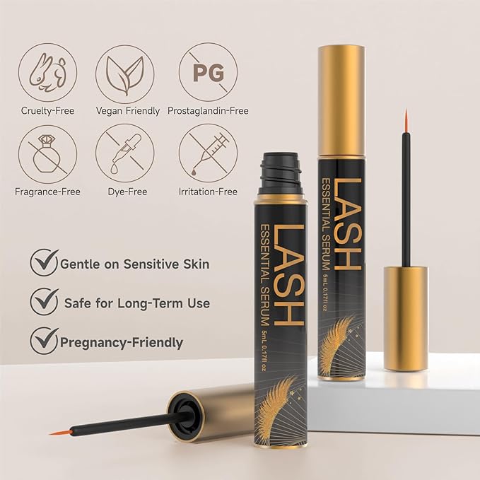 Nourishing Lash & Brow Serum – Enhances the Look of Fuller, Longer Eyelashes and Eyebrows – Gentle Formula for Sensitive Eyes – Vegan & Cruelty-Free – 0.17 fl oz (Pack of 2)