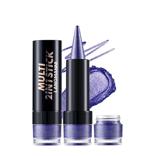 2-in-1 Gradient Eyeliner & Eyeshadow Stick Combo, Shimmer & Matte Cream Eyeshadow Pencil, Waterproof & Smudge-Proof, Long-Lasting Eye Makeup, Metallic & Neutral Shades (#07 Midnight Sapphire)