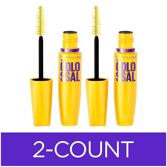Maybelline Volum' Express Colossal Washable Mascara Makeup, Volumizing, Classic Black, 2 Count