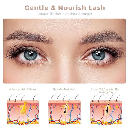 Eyelash Growth Serum, Nutrient Formula Lash Serum Growths Fuller & Longer Looking, Clear Eyebrow Growth Serums With Mascara Tube Natural Formula Vegan & Cruelty-Free