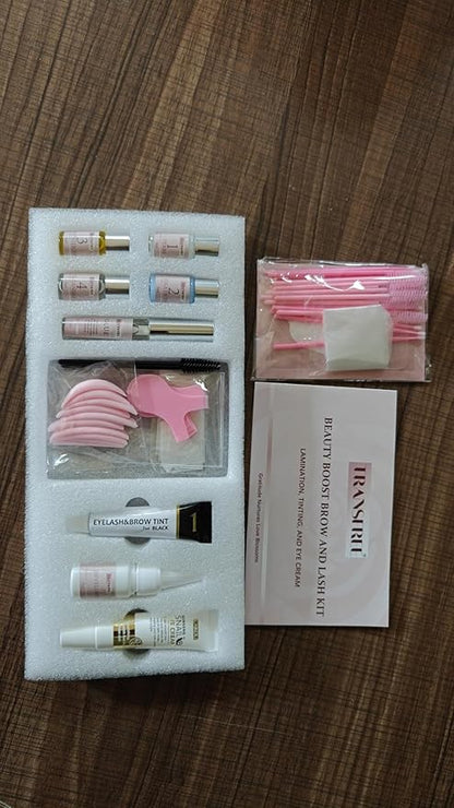 Eyelash Lift Kit and Brow Lamination DIY Lash Perm Tool Kit, Laminado de Cejas Kit Profesional, Natural Curled and Black Lashes