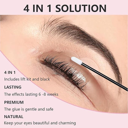 Professional Lash Lift and Brow Lamination Kit - 4 in 1 Eyelash Perm and Eyebrow Curling Set, Coffee - Suitable for Salon and Home Use