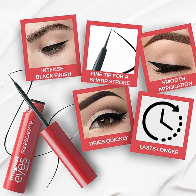 Magneteyes Range Trio Pack - Black | Eye Pencil + Eyeliner + Mascara | Lightweight & Long Lasting | Smudge Proof Eye Makeup | Smooth Texture | 3 Piece Set (0.47 Oz/13.35g)