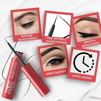 Magneteyes Range Trio Pack - Black | Eye Pencil + Eyeliner + Mascara | Lightweight & Long Lasting | Smudge Proof Eye Makeup | Smooth Texture | 3 Piece Set (0.47 Oz/13.35g)