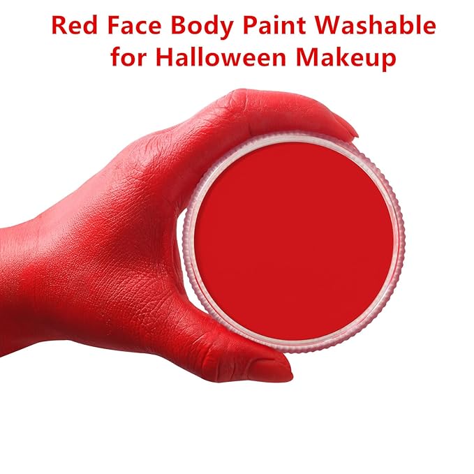 Go Ho Red Face Paint Washable for Halloween Makeup,Creamy to Gel Water Based Red Devil Makeup Body Paint Full Coverage for Adults Children Cosplay SFX Costumes Festivals Makeup,25g