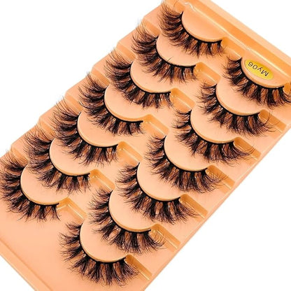 HBZGTLAD NEW 7pairs Cat eye Eyelashes 3D Natural False Lashes 5d Fluffy Soft Cross Manga Lashes Wispy Natural Eyelash Extension Makeup (MY-06)