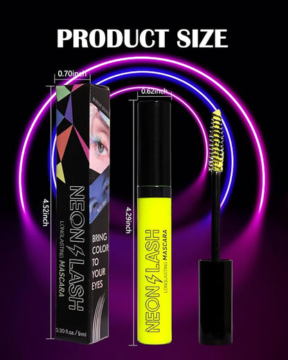UV Glow Colored Mascara Volume and Length-1 Pcs Green Waterproof Mascara for Eyelashes, Fast Dry Curling Non Clumping Mascara,Long Lasting for St Patrick's day Party,Stage Use,Clubbing Makeup-02