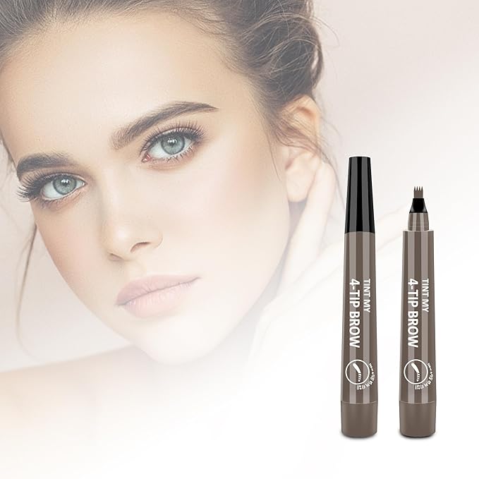 2024 New Magic Eyebrow Pencil, 3D Waterproof Microblading Eyebrow Pencil Contouring Pen, 4-point Brow Lifter, Natural Fine Stroke Microblading Eyebrow Pencil(Grey)