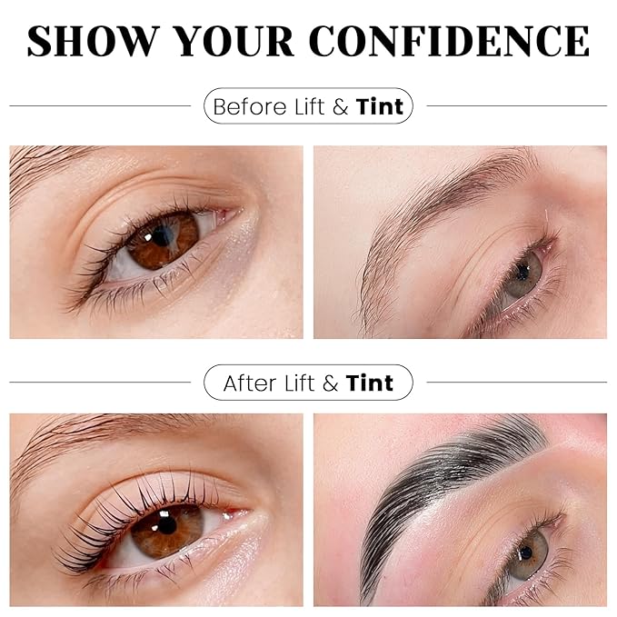 Libeauty Lash Lift and Color Kit with 15ml Black Set, 4-in-1 Professional Eyelash & Eyebrow Perm DIY Kit, Quick Curling Coloring & Eyebrow Lamination, Complete Tools for Home & Salon Use