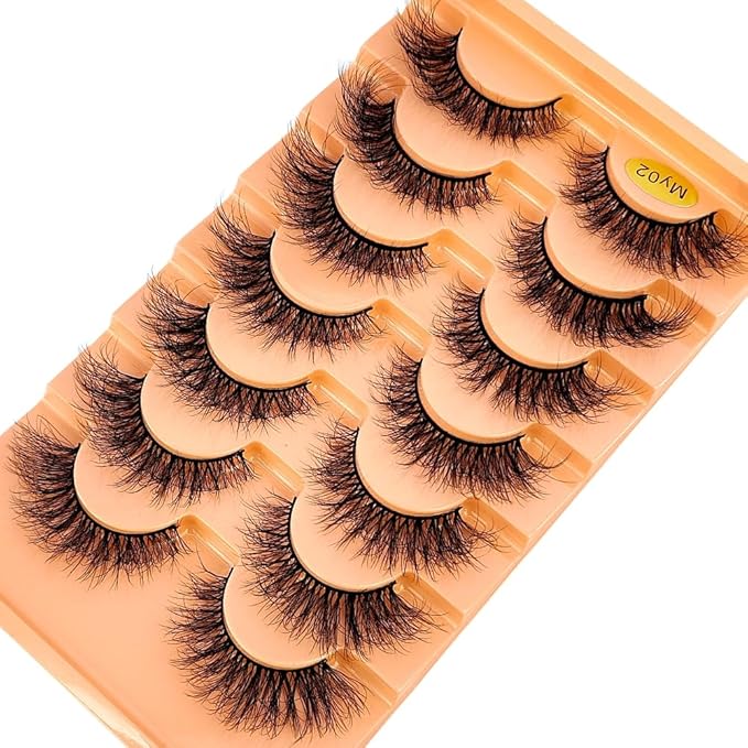 HBZGTLAD NEW 7pairs Cat eye Eyelashes 3D Natural False Lashes 5d Fluffy Soft Cross Manga Lashes Wispy Natural Eyelash Extension Makeup (MY-02)