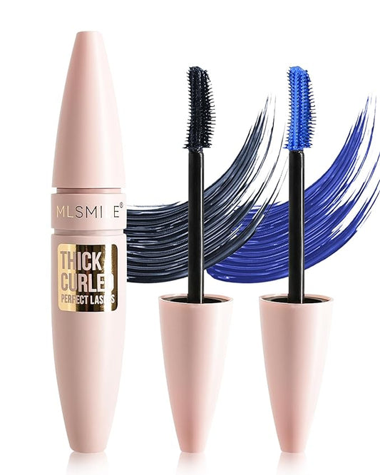 Grey+Blue Waterproof Mascara, Lash Extension Mascara with Dual-Sided Brush, Great for Lengthening and Volumizing Eyelashes, Colored Tube Máscara Fiber No Clumping, Long Wear, Smudge-Proof -D