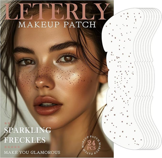 24 Pcs Glitter Freckles Face Tattoo,Brown Face Glitter Makeup Patches Cute Sparkle Freckles Patches Waterproof Makeup Speckles for Face Accessories for Women Girls