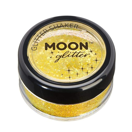 Holographic Glitter Shakers by Moon Glitter – 100% Cosmetic Glitter for Face, Body, Nails, Hair and Lips - 0.17oz - Yellow