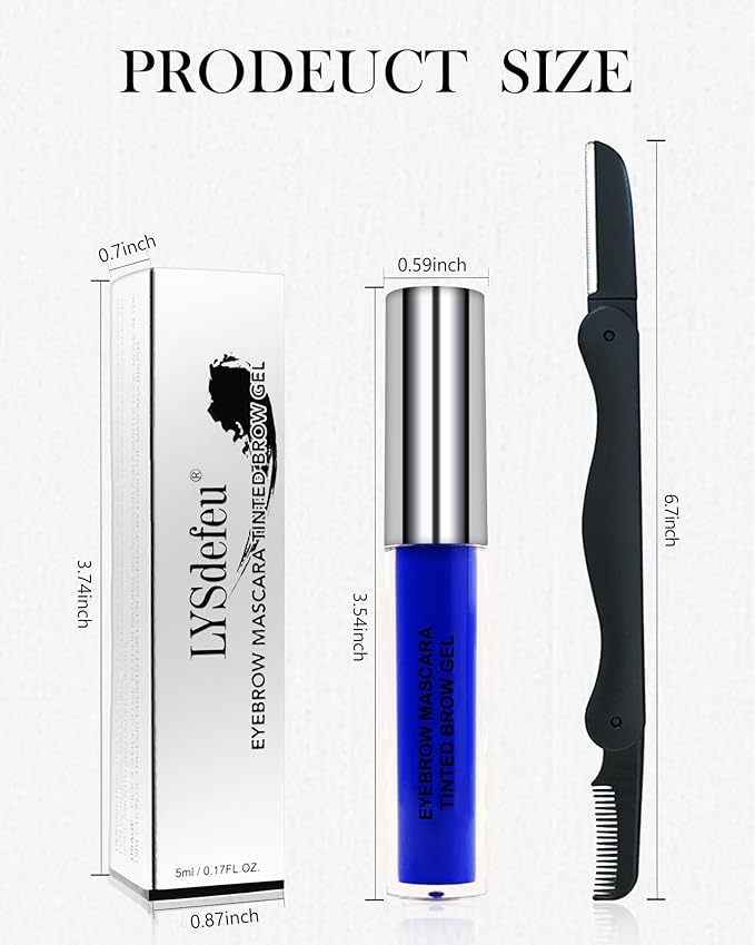 Tinted Eyebrow Mascara Gel- 1Pcs Long-lasting Waterproof Smudge-proof Blue Brow Glue Colored Liquid Mascara,Tinted Brow Filler Curling Mascara, Women's Day Eye Makeup Gift for Women Girl-07