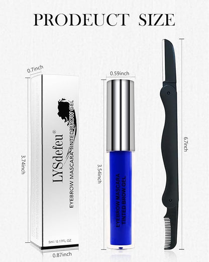 Tinted Eyebrow Mascara Gel- 1Pcs Long-lasting Waterproof Smudge-proof Blue Brow Glue Colored Liquid Mascara,Tinted Brow Filler Curling Mascara, Women's Day Eye Makeup Gift for Women Girl-07