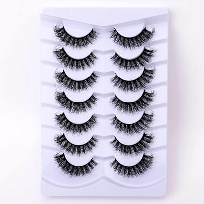 Fluffy False Eyelashes Cat Eye Wispy 3D Faux Mink Lashes Fake Eyelashes Strip - 7 Pairs, Z01