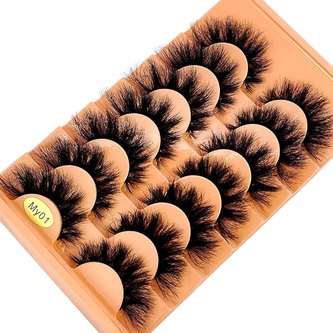 HBZGTLAD NEW 7pairs Cat eye Eyelashes 3D Natural False Lashes 5d Fluffy Soft Cross Manga Lashes Wispy Natural Eyelash Extension Makeup (MY-01)