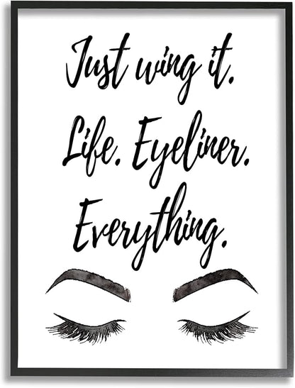 Stupell Industries Just Wing It Eyeliner Makeup Phrase Framed Giclee Art, Design by Amanda Greenwood
