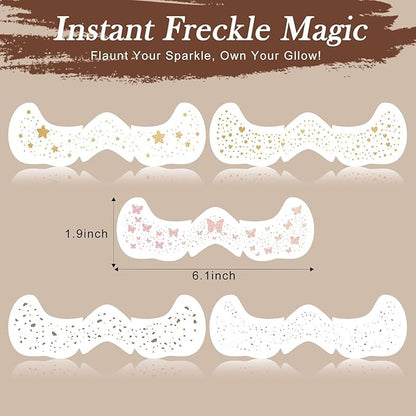 Face Glitter Freckles Makeup Patches - 10 Count, Cute Sparkling Fake Freckles Stickers for Women Festivals, Concerts, Parties, and Cosplay -Cosmetic Glitter-5 Optional Designs