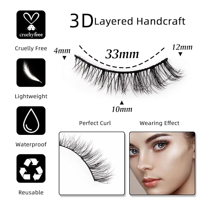 Fluffy Natural Lashes 12mm Clear Band Cat Eye False Eyelashes Short Fake Lashes Wispy - 7 Pairs, ZT93