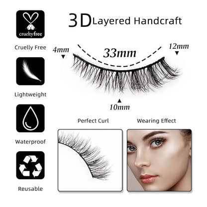 Fluffy Natural Lashes 12mm Clear Band Cat Eye False Eyelashes Short Fake Lashes Wispy - 7 Pairs, ZT93