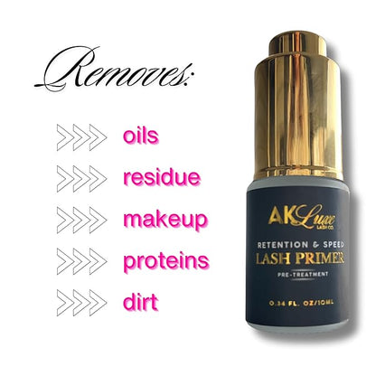 AK Lash Primer | Retention & Speed Pre-Treatment 10ml - Boosts Adhesion, Improves Bond Retention, Ideal for Natural Lashes and Eyelash Extensions, Semi-Permanent Eyelash Extension Supplies