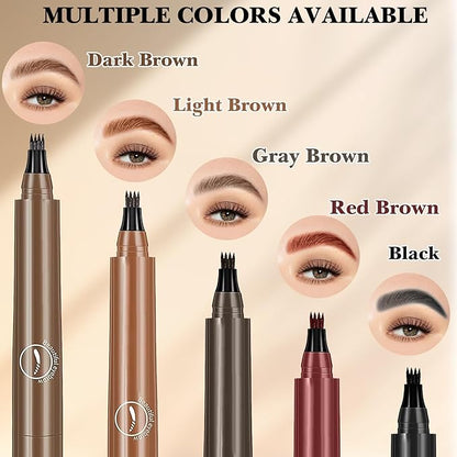 Magic Eyebrow Pencil,2024 New 3D Waterproof Microblading Eyebrow Pencil Contouring Pen,4 Tipped Precise Brow Pen,Fine Stroke Microblading Eyebrow Pencil Natural Makeup Effec((5 Color)