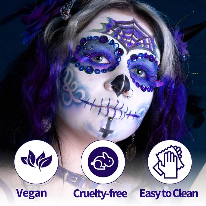 MEICOLY Cream Dark Blue Face Body Paint,2.1Oz Smudge-Proof Face Paint,Water Based Washable Body Paint for Adults and Kids,Halloween SFX for Smurf Mystique Cosplay Avatar Makeup
