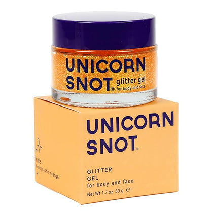 Unicorn Snot Face & Body Glitter - Cosmetic-Grade Holographic Glitter Gel - Makeup for Festivals, Raves, Anime Cosplay - Safe for Face, Easy Application & Removal, 1.7oz Orange (Fire)