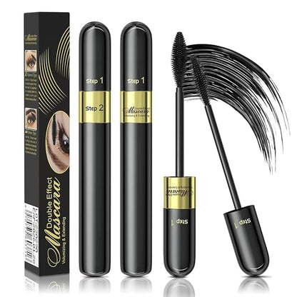 2PCS Essence Mascara Volume And Length- Amazing Lashes Mascara, Long-Lasting 2 In 1 Mascara Waterproof Mascara Voluminous Mascara,Lengthening And Volumizing Tubing Mascara Black