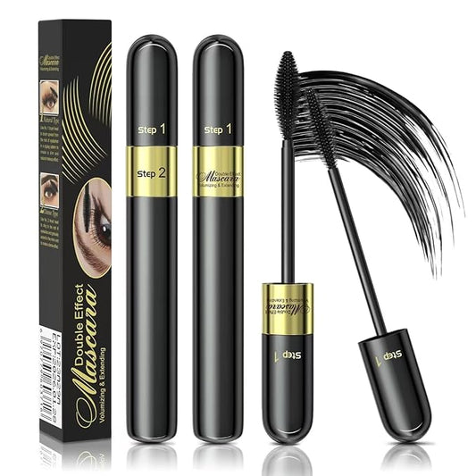 2PCS Essence Mascara Volume And Length- Amazing Lashes Mascara, Long-Lasting 2 In 1 Mascara Waterproof Mascara Voluminous Mascara,Lengthening And Volumizing Tubing Mascara Black