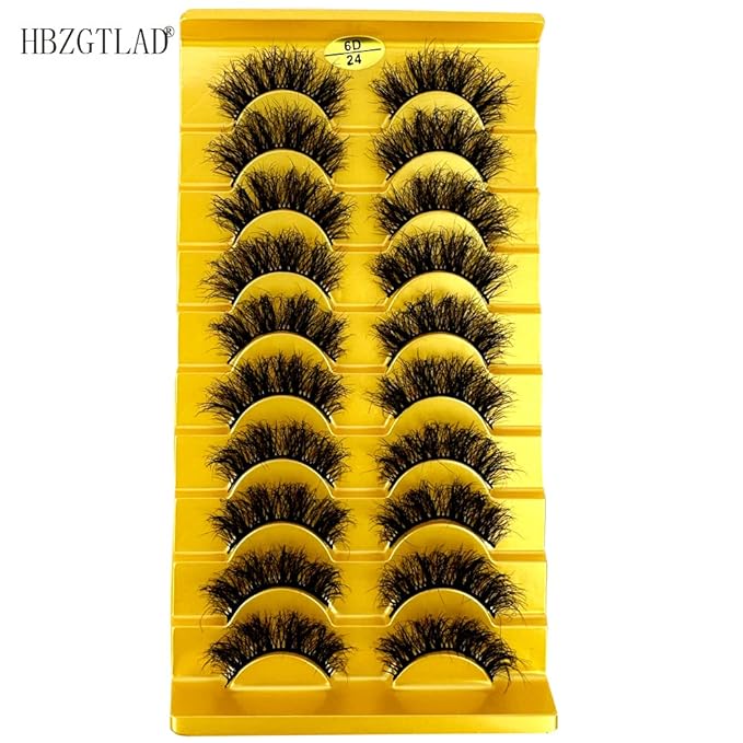 HBZGTLAD Soft Mink Eyelashes 3D Curl Winged End Eye Elongated Fake Lashes Thick Handmade Natural False Eyelash Messy Cross Lash Wholesale (6D24)