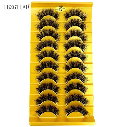 HBZGTLAD Soft Mink Eyelashes 3D Curl Winged End Eye Elongated Fake Lashes Thick Handmade Natural False Eyelash Messy Cross Lash Wholesale (6D24)