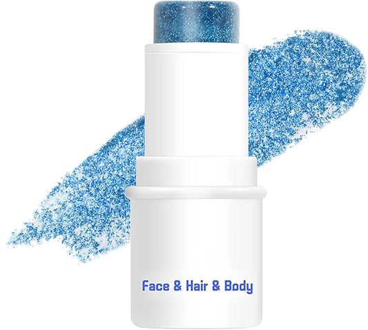 DAGEDA Body Glitter Stick,Face Glitter Gel Mermaid Sequins Glitter for Hair Nail,Chunky Glitter Eyeshadow for Rave Accessories Stage Halloween Festival Makeup(Blue Glitter)
