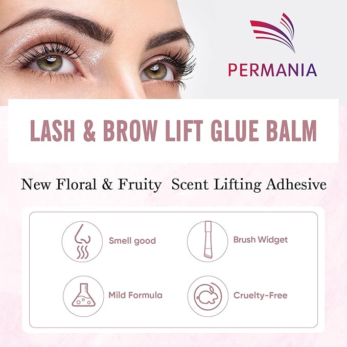 PERMANIA 2023 Lash Lift Balm, Water Soluble Silicone Adhesive, Strong Viscosity, Easy to Use, 2 in 1, Premium Formula, Large Capacity, White Peach