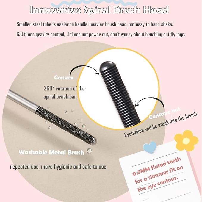 2PCS Iron Wand Mascara, 2025 New Black Washable Metal WandMascara, 3D Curling Iron Wand Fiber Lash Mascara Extension Super Volume Eyelash Non-Clumping Smudge-Proof Long Lasting Flake-Proof