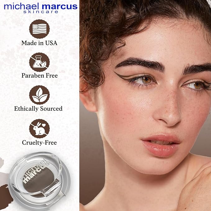 michael marcus Makeup Cake Eye Liner (Espresso) - Water Activated Dry Pressed, Long-Lasting, Vibrant Color & Smudge Resistant Brown Eyeliner - Cruelty & Paraben Free - For Beginner & Pro Makeup Artist