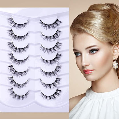 Cat Eye Natural Lashes Wispy False Eyelashes Short Fluffy Fake Lashes - 7 Pairs, ZG93