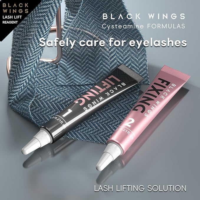 BLACKWINGS 2-in-1 Lash Lift Kit Brow Lamination Kit, High-capacity Lotion Tube Design Eyelash Perm Kit Perm & Setting Lotion for Salon or Home Use