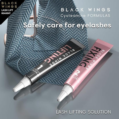 BLACKWINGS 2-in-1 Lash Lift Kit Brow Lamination Kit, High-capacity Lotion Tube Design Eyelash Perm Kit Perm & Setting Lotion for Salon or Home Use