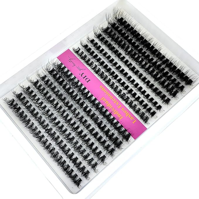 HBZGTLAD Fluffy Cluster Lashes 40D60D80D100D120D Natural Thick Eyelash Clusters D Curl Individual Lashes DIY Eyelashes Extension (14Rows 40P60P)
