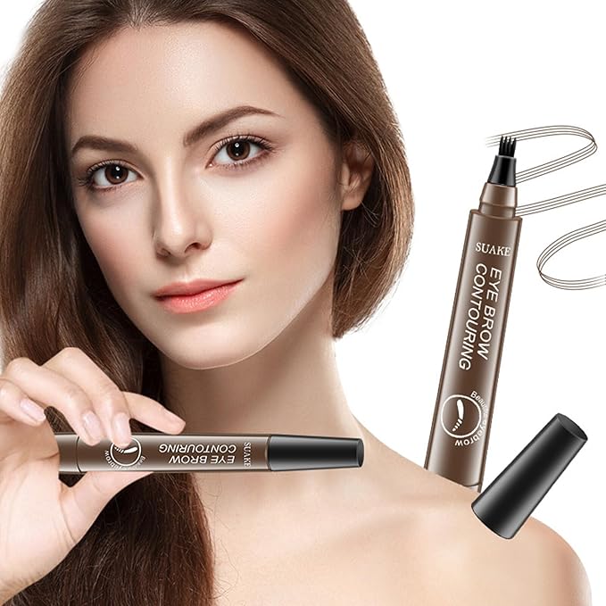 Eyebrow Pencil Microblading Eyebrow Pen Instant Lift Brow Pencil 4 Fork Tip Waterproof Eyebrow Pencil Fills Brows Makeup All-Day Natural Makeup Effect For Mother's Day gift