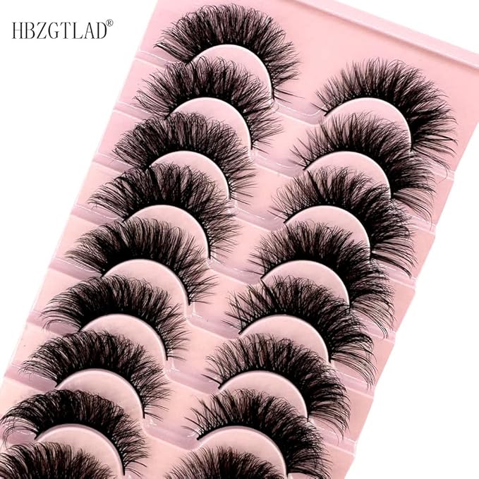HBZGTLAD Soft Mink Eyelashes 3D Curl Winged End Eye Elongated Fake Lashes Thick Handmade Natural False Eyelash Messy Cross Lash Wholesale (6D50)