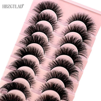 HBZGTLAD Soft Mink Eyelashes 3D Curl Winged End Eye Elongated Fake Lashes Thick Handmade Natural False Eyelash Messy Cross Lash Wholesale (6D50)