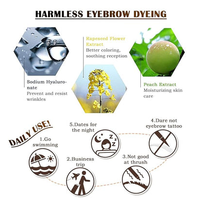 2 Pcs Peel Off Tattoo Eyebrow Gel Set, Natural Color Eye Brow Gel Long-Lasting Waterproof Eyebrow Tattoo, Easy Peel Off Eye Brow Makeup -Up To 3 Days (Dark Brown)