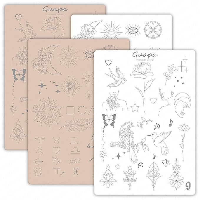 Guapa 2-Sided Printed 1.5MM Silicone Tiny Tattoo Practice Pad – Realistic & Durable for Precision Training