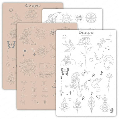 Guapa 2-Sided Printed 1.5MM Silicone Tiny Tattoo Practice Pad – Realistic & Durable for Precision Training