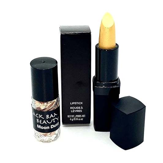 Black Bamboo Gold Body Glitter and Lipstick Set | Includes Gold Sparkle Lipstick and Shimmering Glitter Roll-On | Use on Lips, Eyes and Face | Perfect for Parties, Celebrations or Holiday Gifts