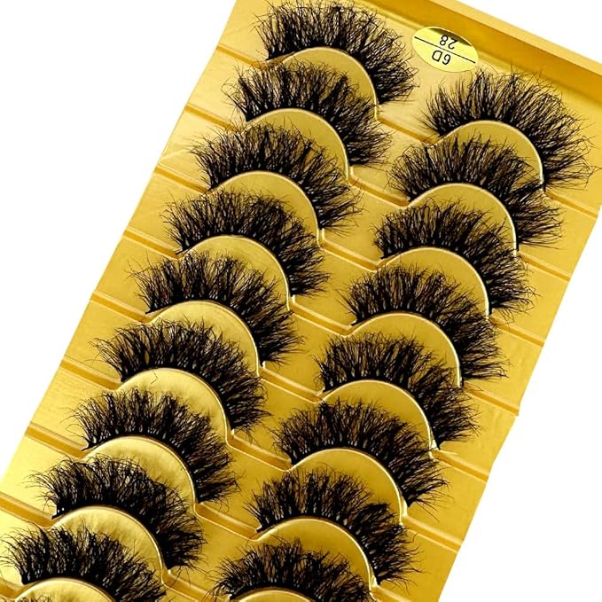 HBZGTLAD Soft Mink Eyelashes 3D Curl Winged End Eye Elongated Fake Lashes Thick Handmade Natural False Eyelash Messy Cross Lash Wholesale (6D28)