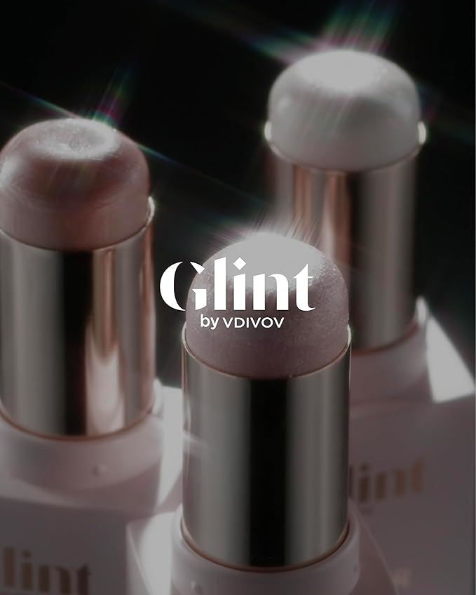 Glint Glitter Gel (Rum N Sugar, 0.13oz)& Stick Highlighter (Dewy Moon, 0.24oz) - Multi-Use Body Makeup for Eyes, Cheeks, Body, and Hair by LG Beauty. Rich Pigment, Long-Lasting Sparkle/Glitter for Par